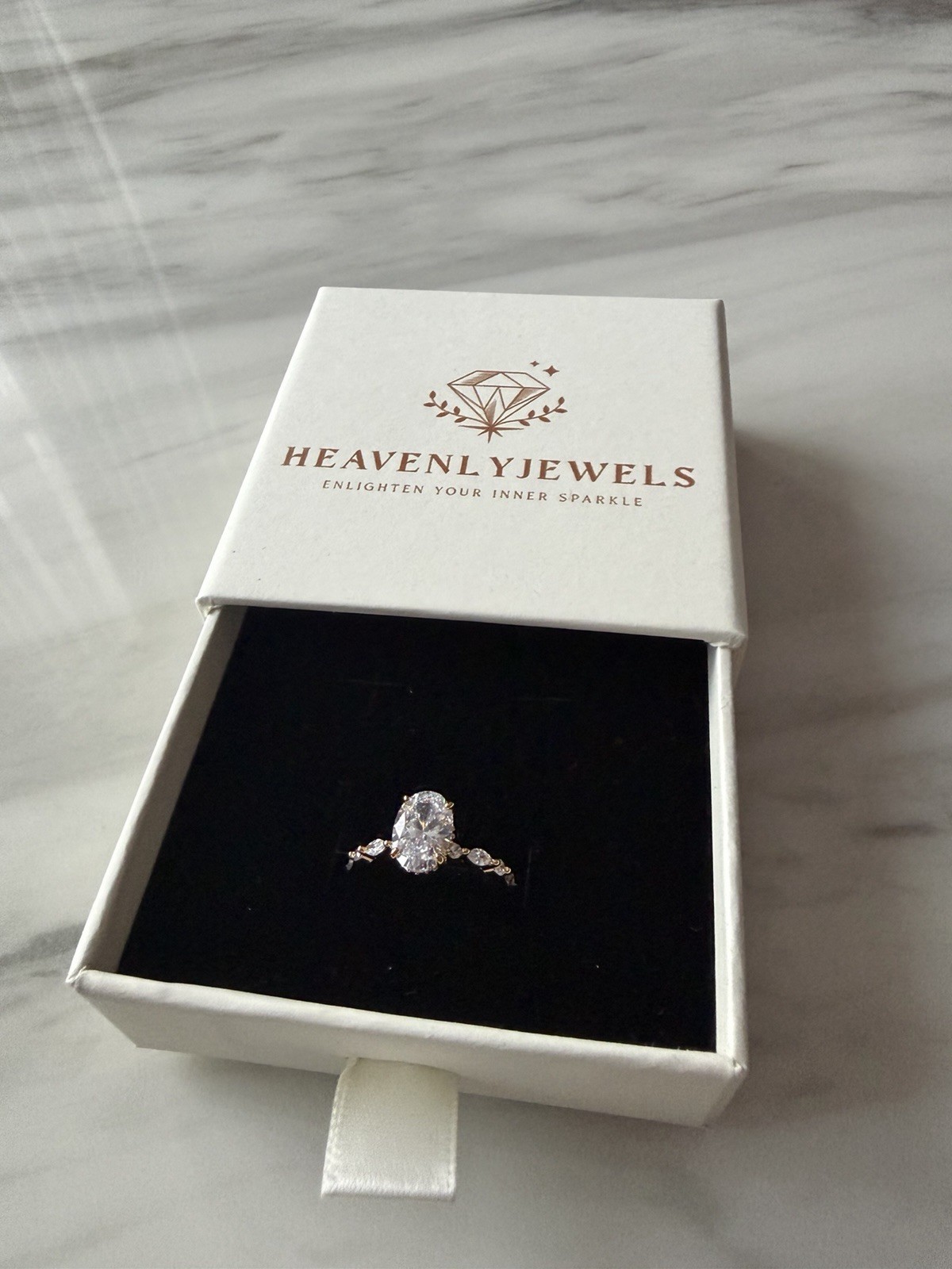 18k Gold Plated 925 Sterling Silver Filled Elliptical Cubic Zirconia Ring