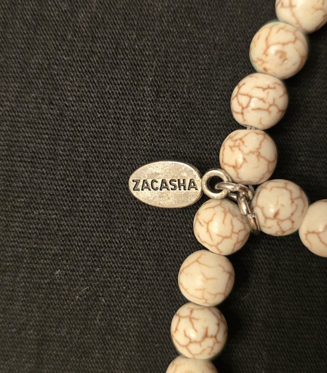 Zacasha White Lava Bead Tassel Necklace White Black Gold Boho Long Bohemian 35″