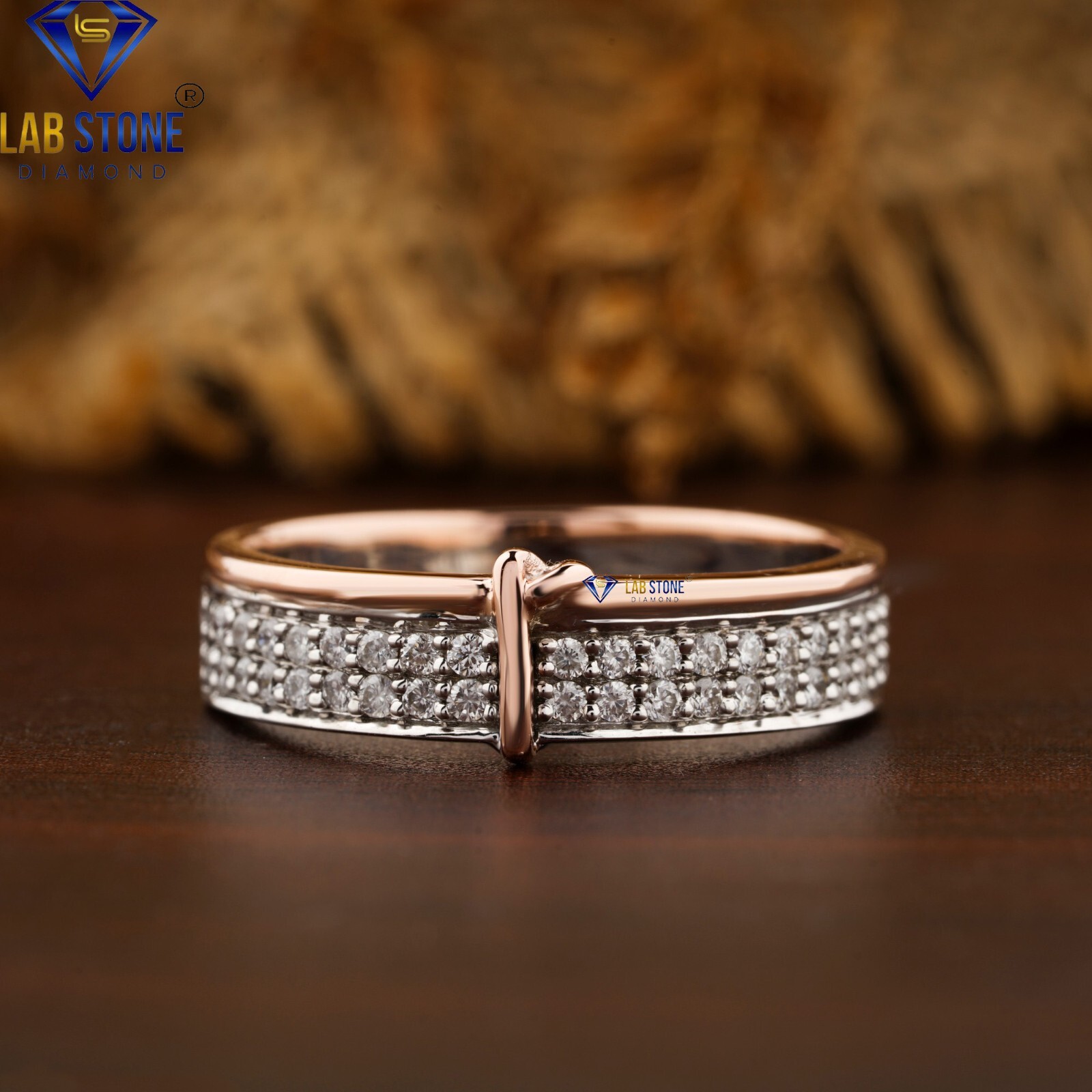 0.26 TDW Round Cut Lab-Created Diamond Rose & White Gold Ring EF Color VS Clarit