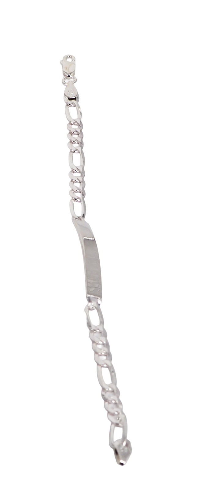 925 Italian Solid Sterling Silver Figaro ID Bracelet – 4mm, 7 in Unisex All Ages