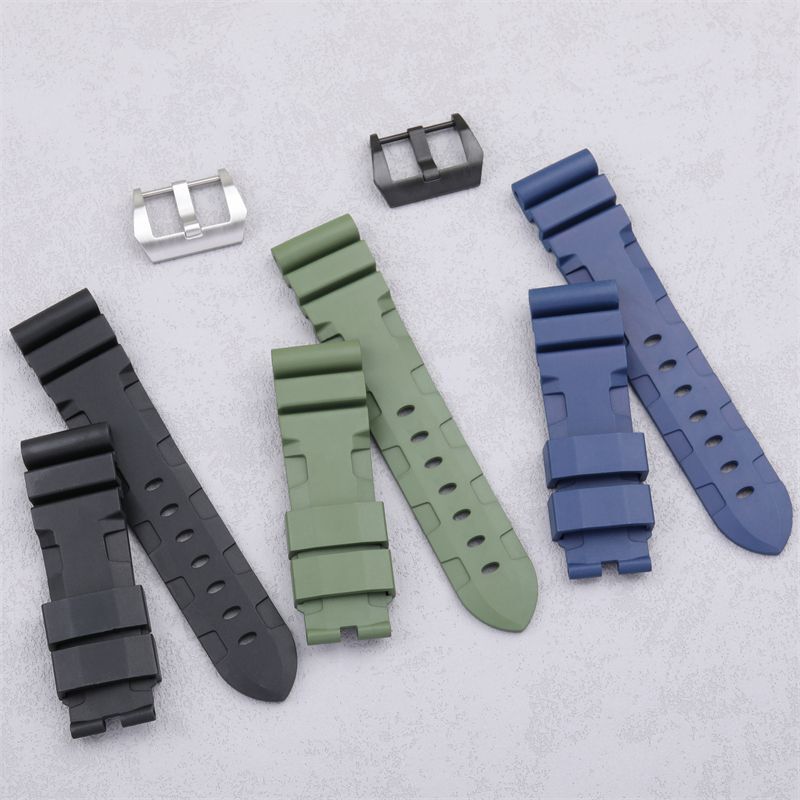 22mm 24mm FKM Rubber Watch Strap Fits Panerai Luminor Submersible Marina