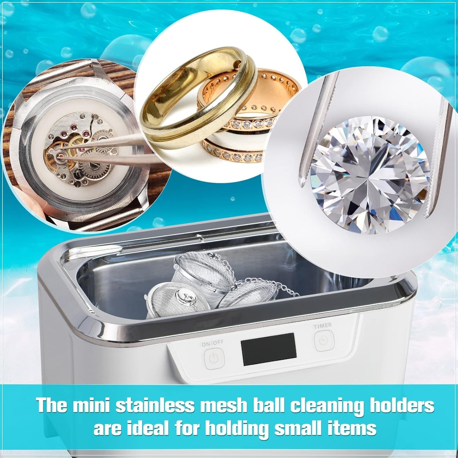 6 Pcs Jewelry Cleaner Baskets Stainless Steel Jewelry Steam Cleaner Baskets for