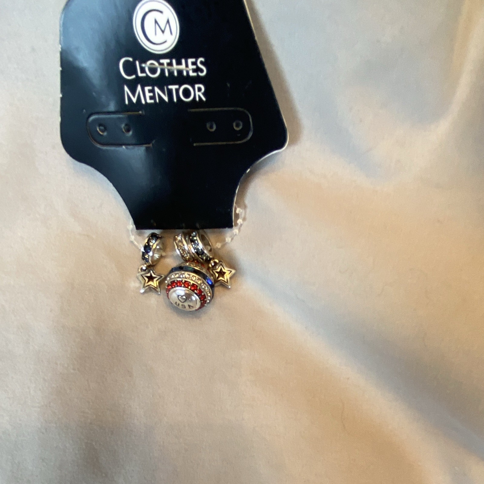 Clothes Mentor Silver Tone Multicolor Crystal Rhinestone Star Dangle Charms