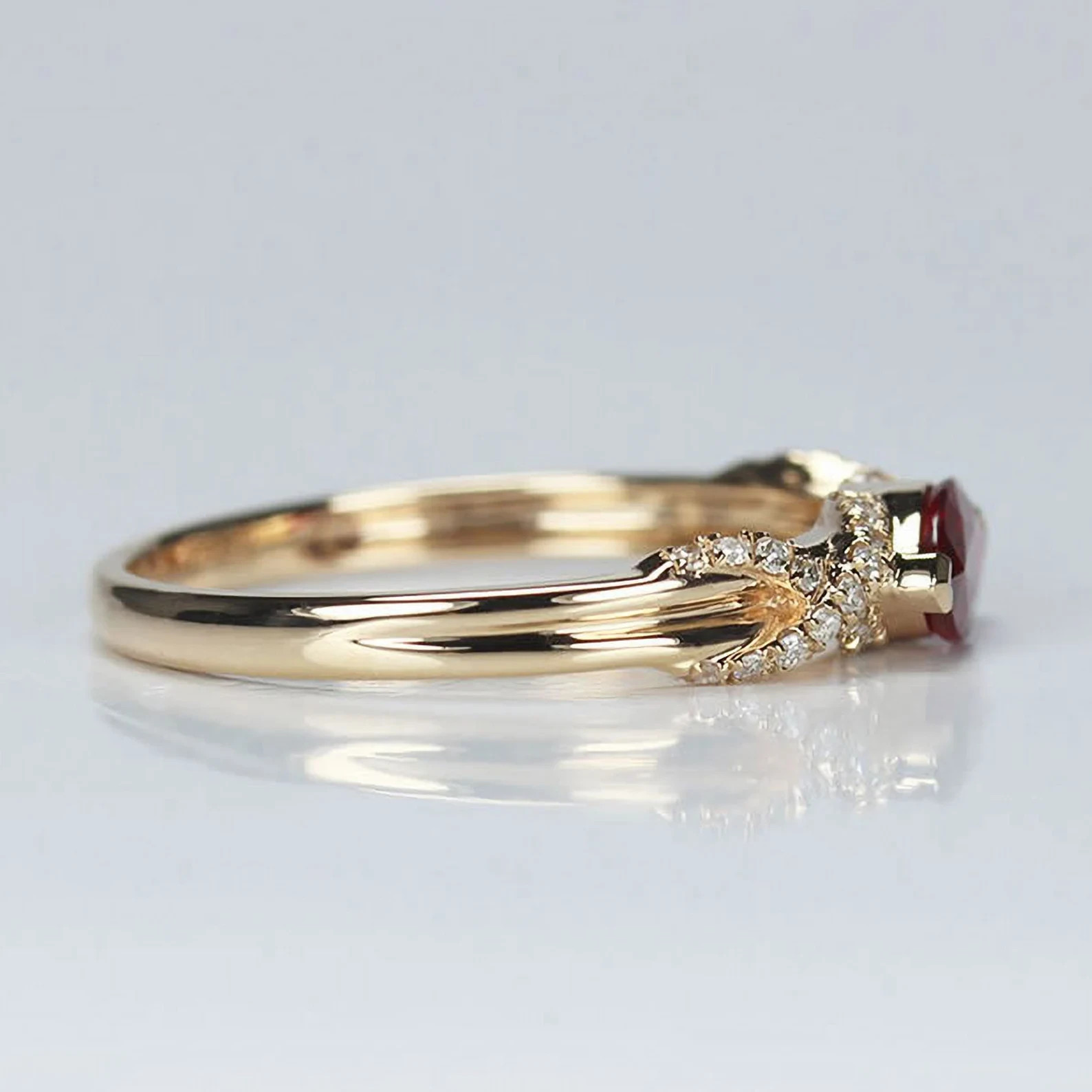 2.56 Ct Marquise Simulated Ruby Women’s Engagement Ring 14k Yellow Gold Plated