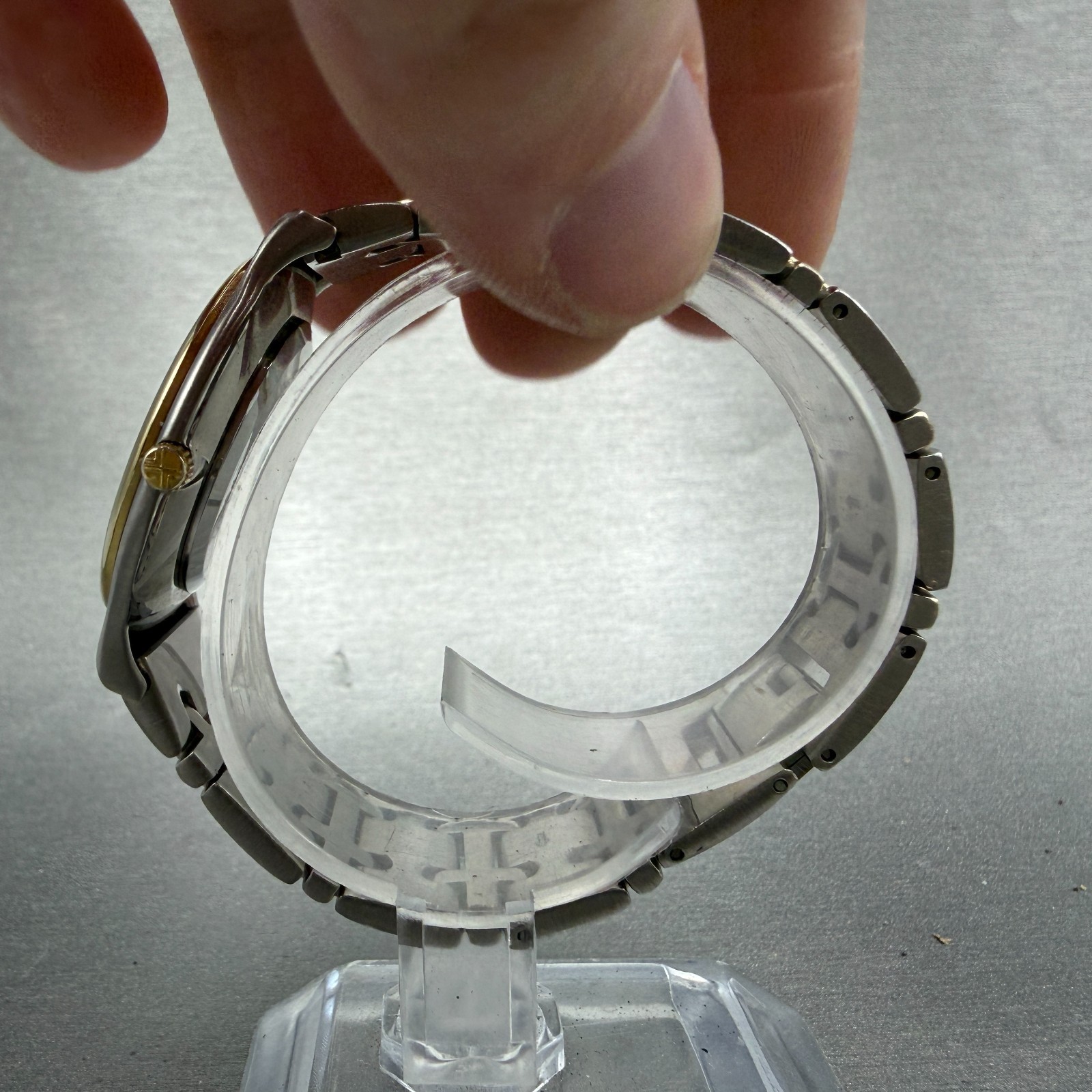 Skagen Watch Men 34mm Silver Dial Two Tone Round 32LGX New Battery Bracelet