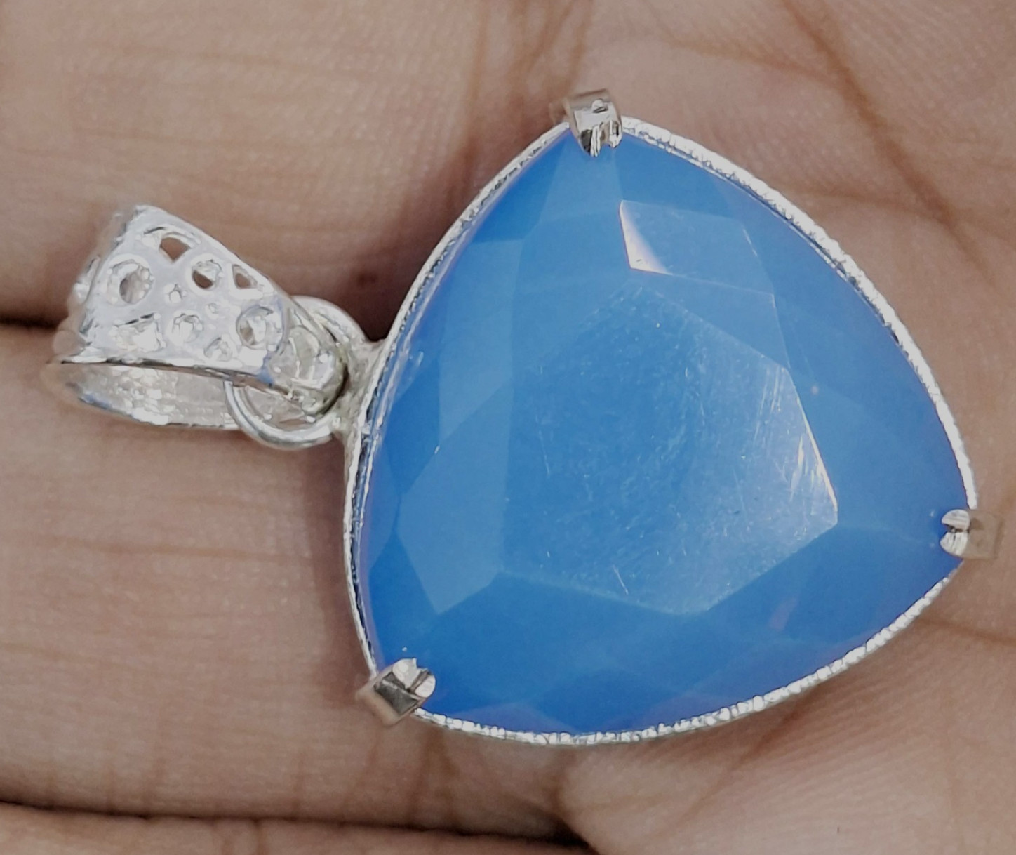 Blue Welo Opal Pendant Trillion Cut 58-60 Ct Certified Loose Gemstone SP182