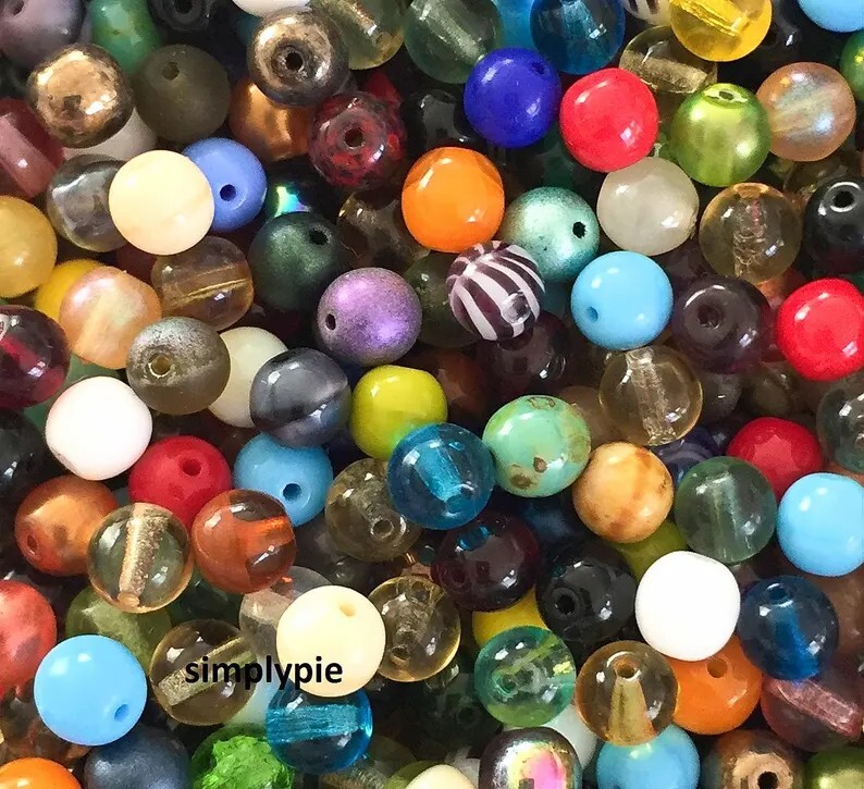 Assorted Colors Czech Glass Beads 6mm 25 Pcs Druk Smooth Round Beads