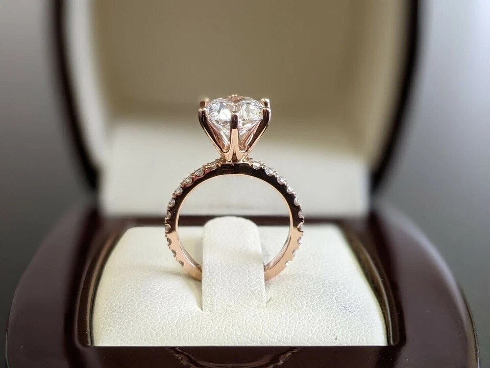 Diamond Engagement Ring 14K Rose Gold Round Cut 2.00 Ct IGI Certified Lab Grown