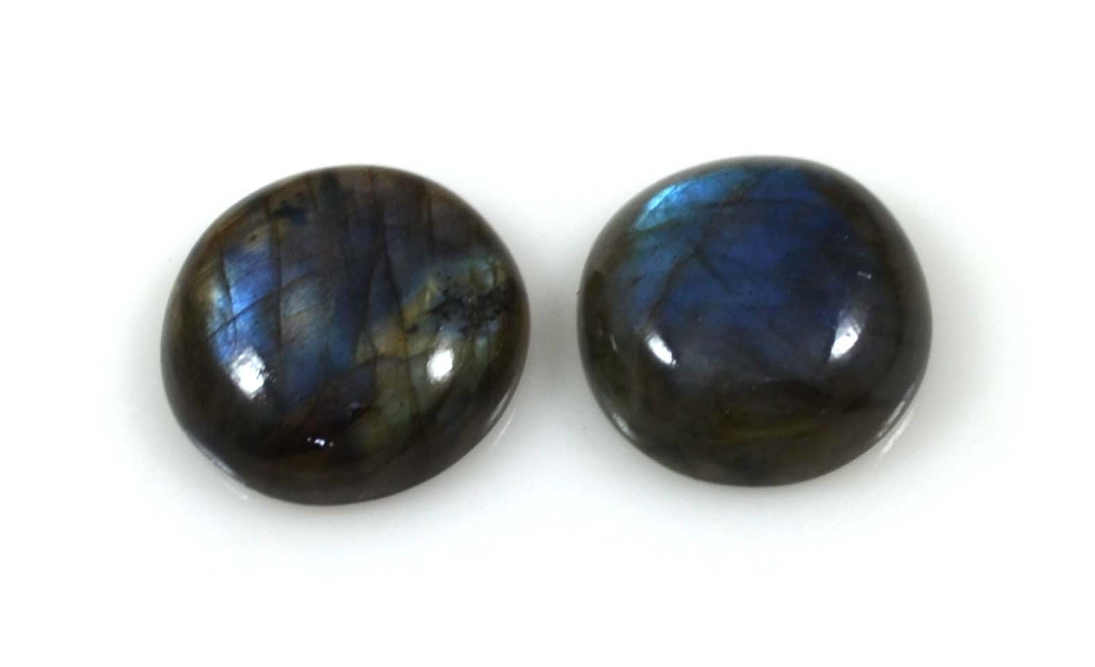 50Ct. Natural Round Blue Flashy Labradorite (2pcs Set) Cabochon Gemstone-A1682