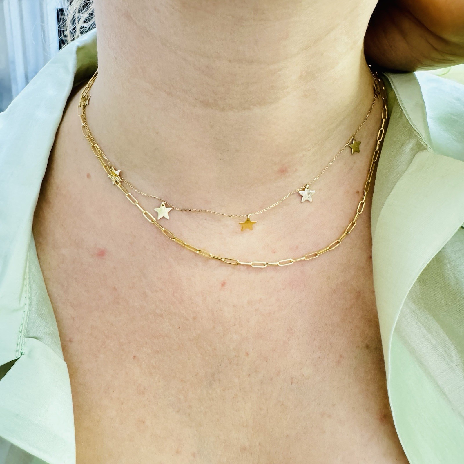 20” 2.2mm Solid 10K Yellow Gold Paper Clip Link Chain Necklace