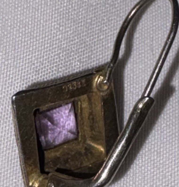 SS925 Amethyst Earrings With Blue Enamel & Gold Vermeil Decor Over SS