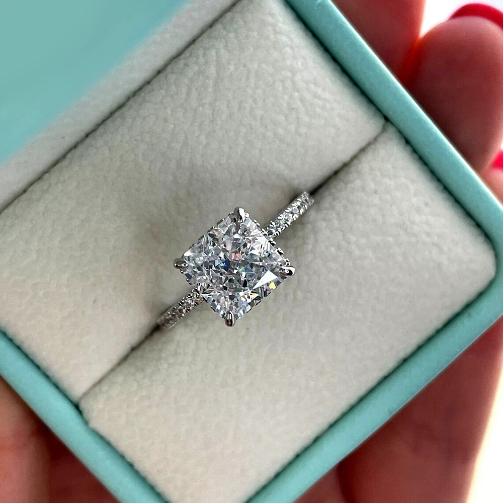 Perfect Proposal Gift Princess Cut Lab Grown Diamond Ring In 14K White Gold