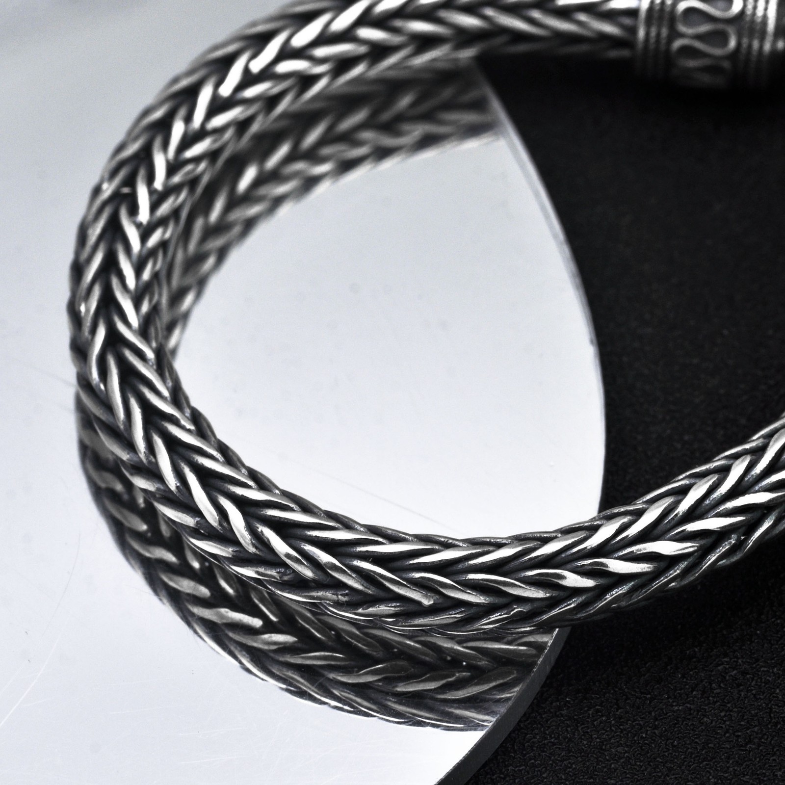 Pure Real S925 Sterling Silver Bracelet 6mm For Men Round Wheat Link Chain