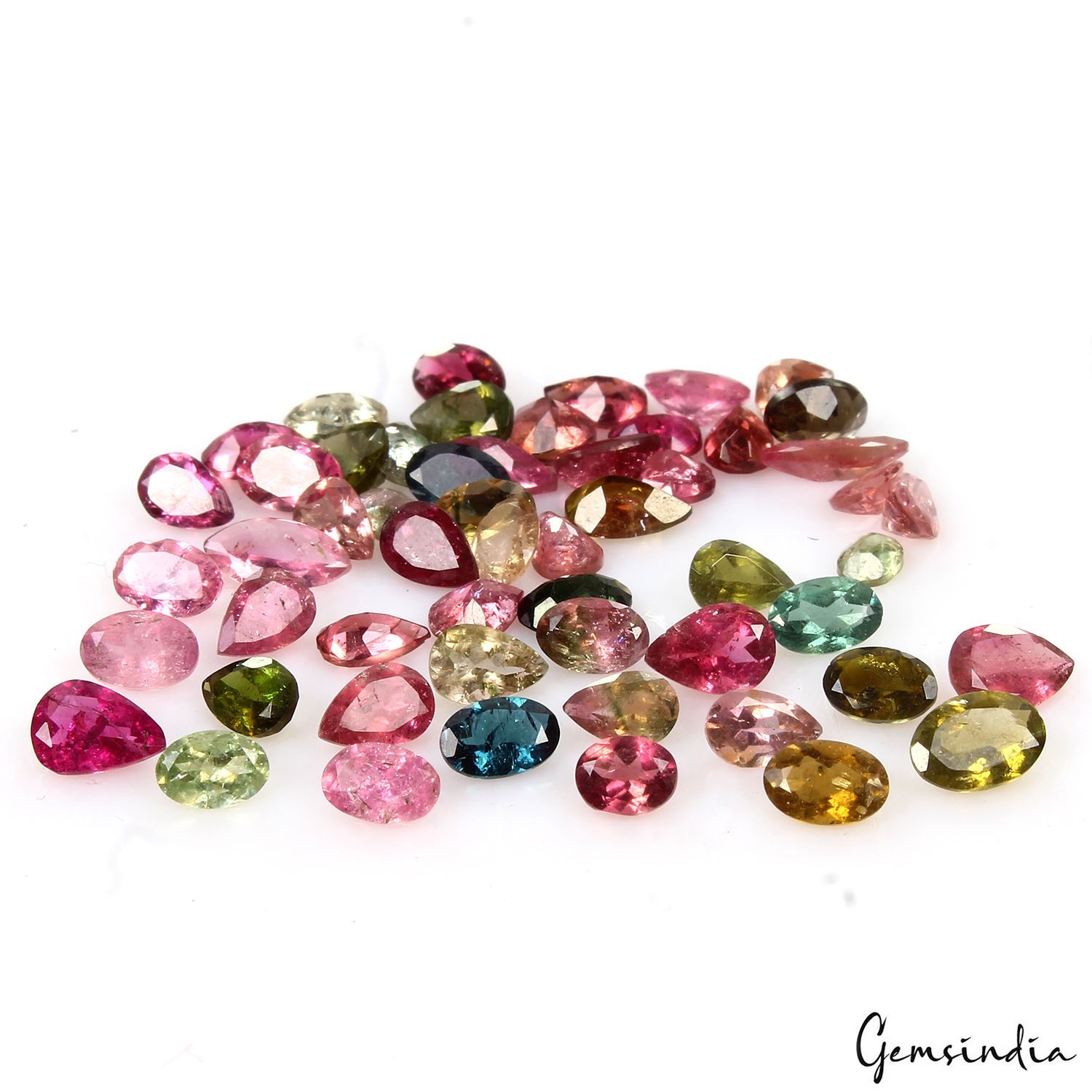 55 Pcs Natural Tourmaline Multi Color 4-7mm Loose Mix Cut Mozambique Gemstones