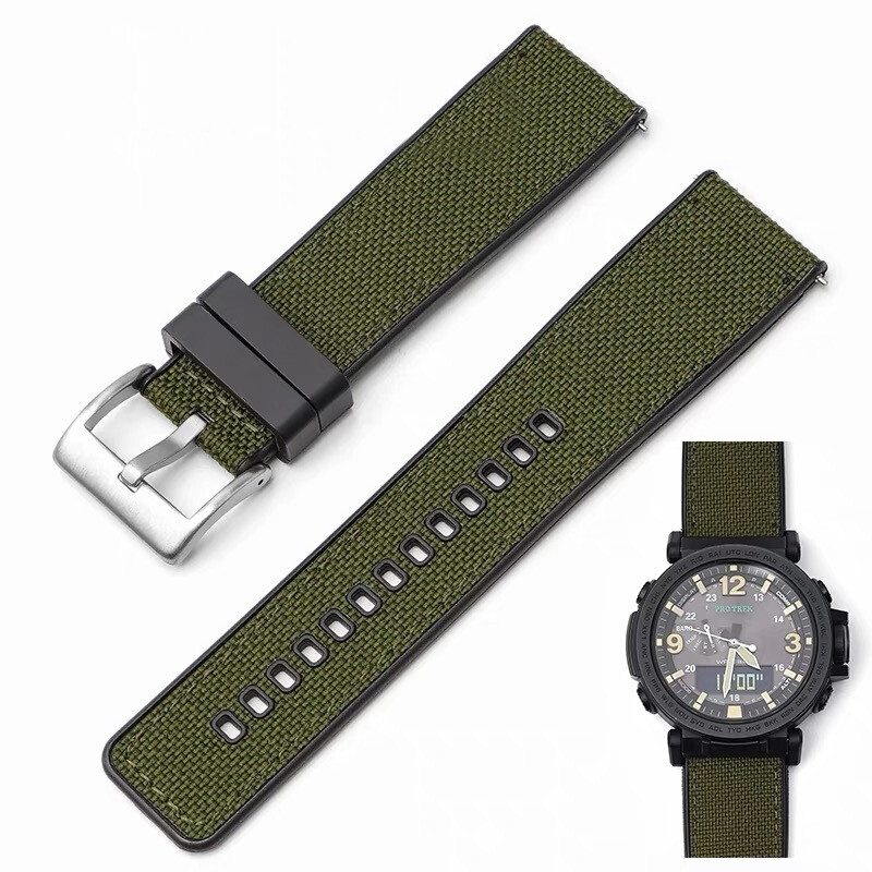 Nylon + Rubber Strap For G-SHOCK PRG-600 PRG-650 GA-2000 Watch Band Replacement