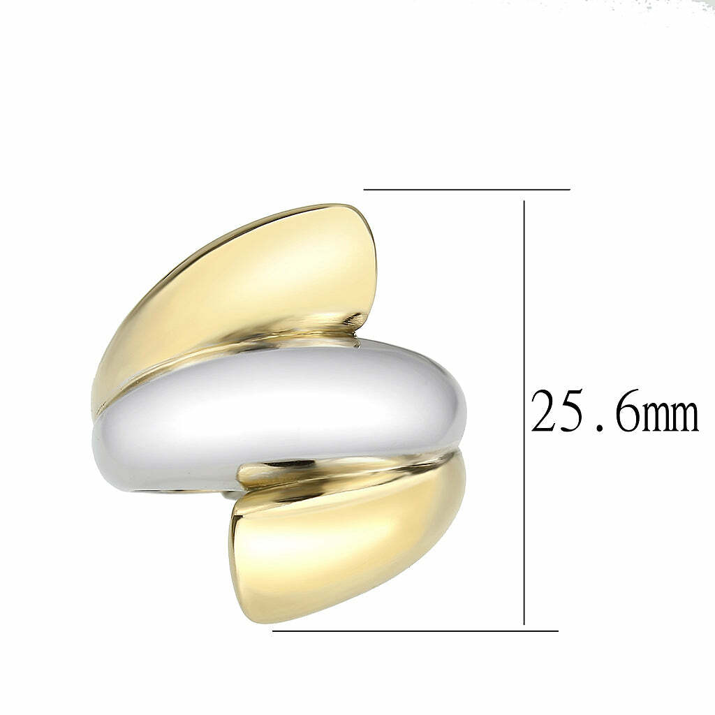 TK3796 – Two Tone IP Gold (Ion Plating) Stainless Steel Ring with NoStone in No