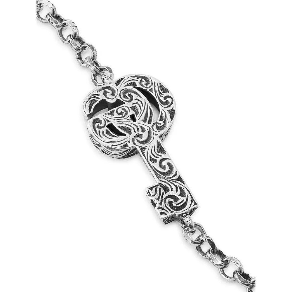 Authentic Gucci Double G Marmont Key Charm Bracelet 925 Silver Made in Italy NEW