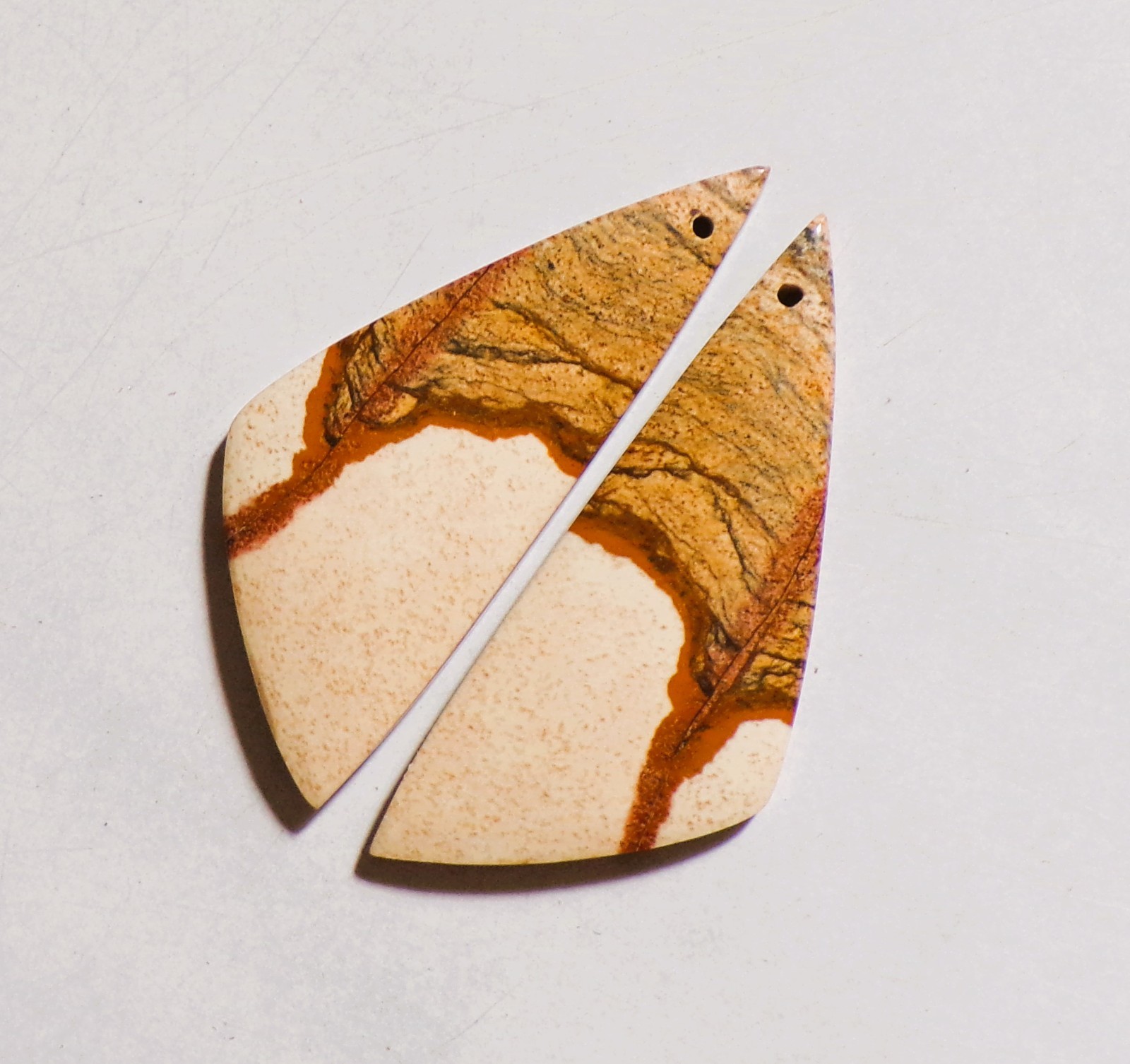 40.15 Cts Natural Picture Jasper Drilled Cabochon Match Pair Gemstone 45X18MM 20
