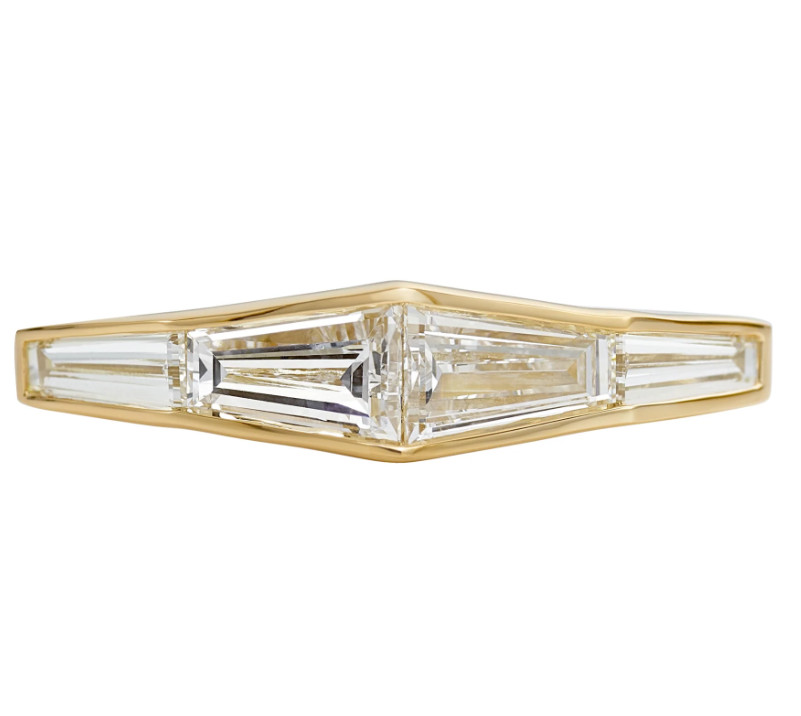 18K Yellow Gold Ring Baguette Cut 1 Carat Wedding Diamond GLI IGI Lab Created 8