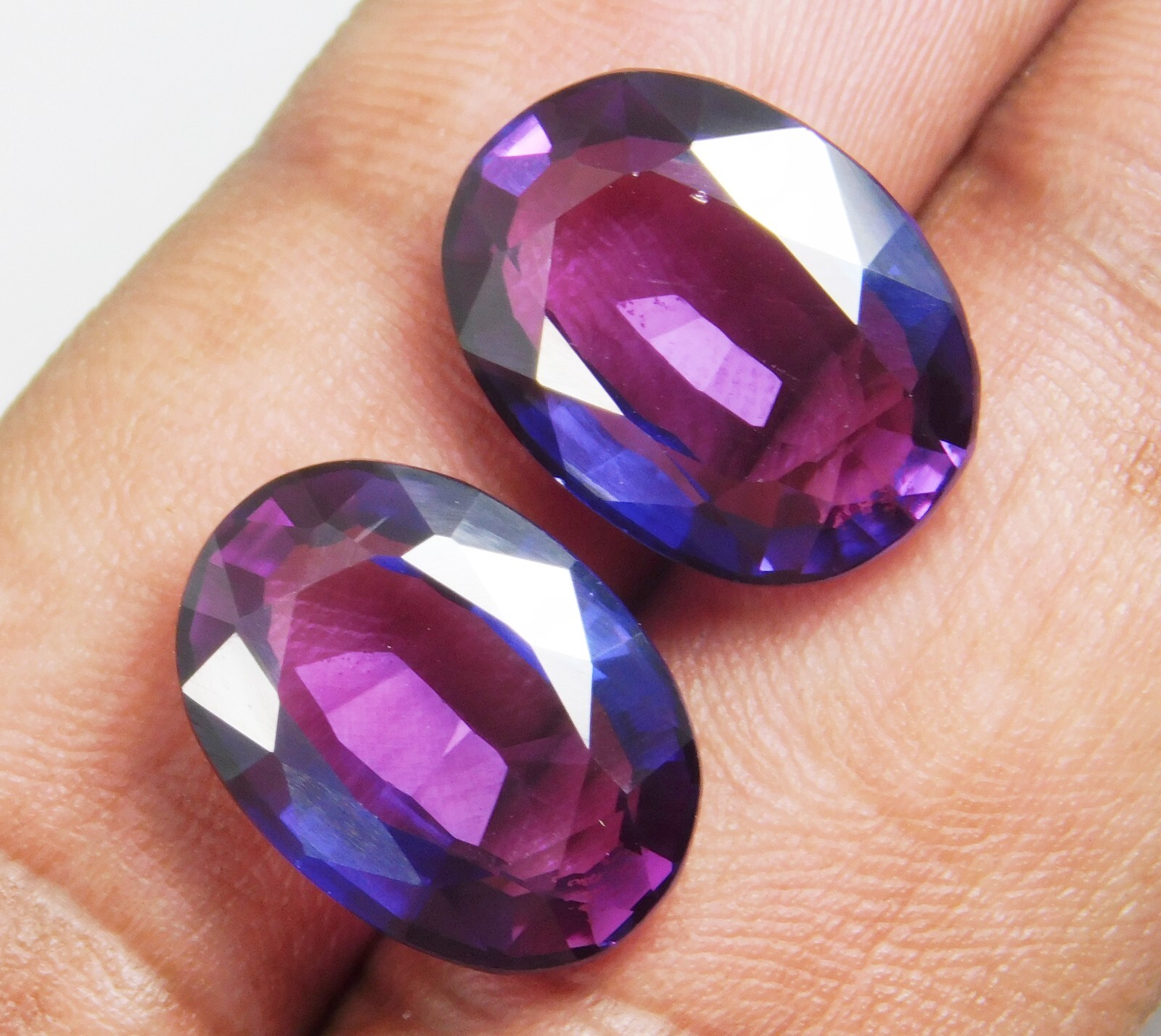 Natural 25.30 Ct Boysenberry Sapphire Oval Cut Certified Fabulous Gemstone Pair