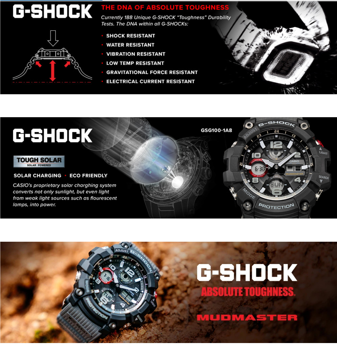 Casio Master G-Shock Mudmaster Men’s Solar Power Watch GSG100-1AWC