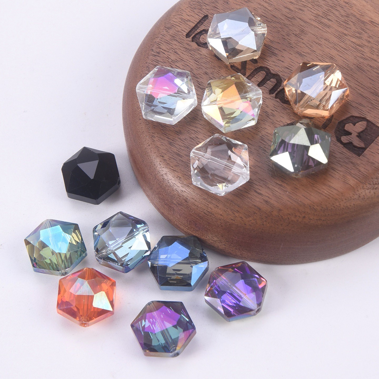 10pcs Hexagon 12mm 16mm 20mm 22mm Faceted Crystal Glass Loose Beads DIY Jewelry