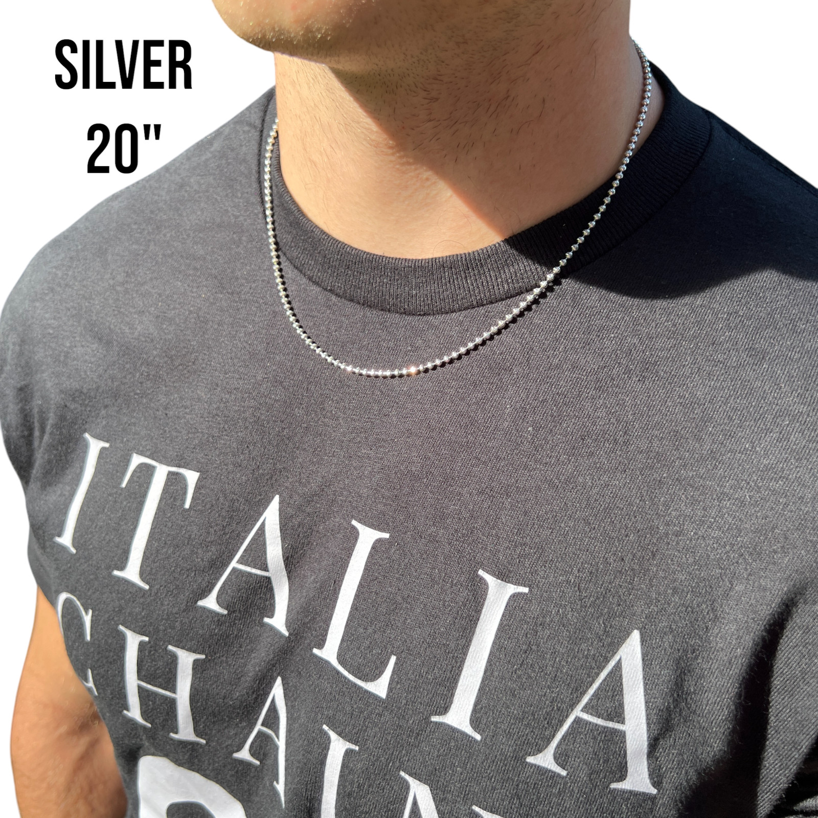 2.5mm Ball Moon Chain Necklace – Solid 925 Sterling Silver Or 14k Gold Vermeil