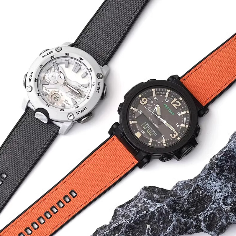 Nylon + Rubber Strap For G-SHOCK PRG-600 PRG-650 GA-2000 Watch Band Replacement