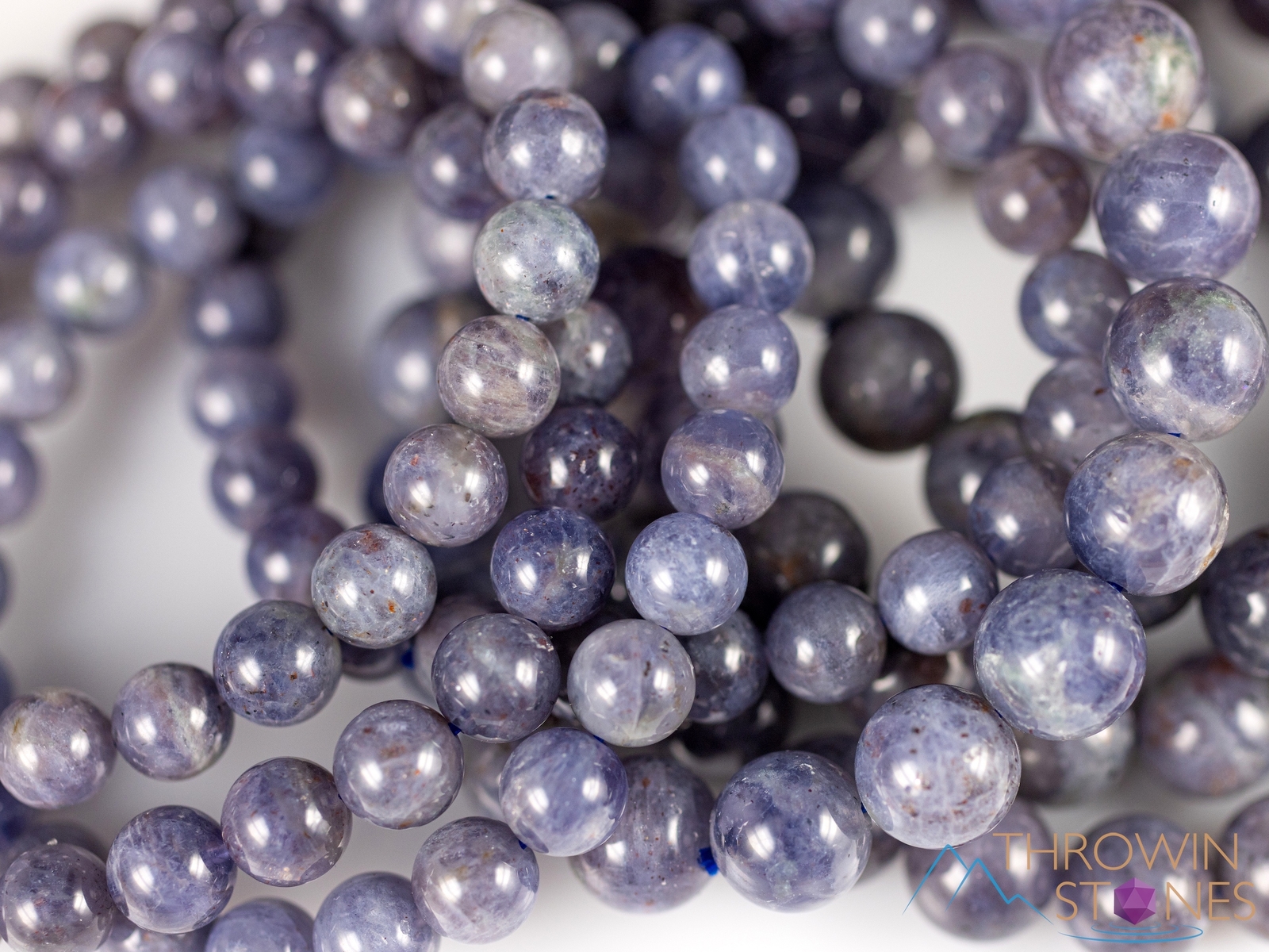 IOLITE Crystal Bracelet – Round Beads – Beaded Handmade Healing Jewelry, E1621