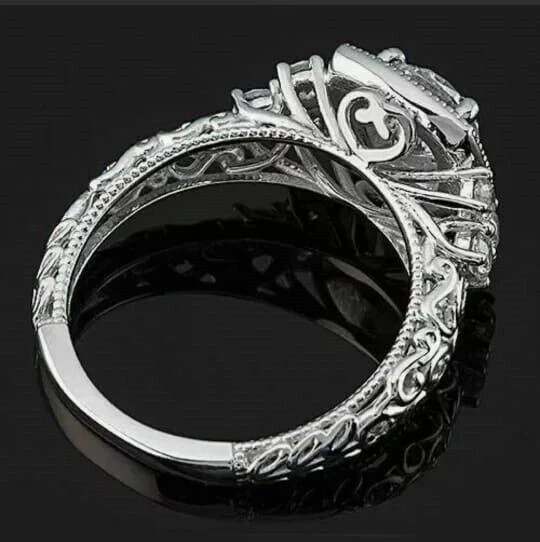 14K White Gold Plated 2.5Ct Round Lab Created Diamond Women Halo Engagement Ring