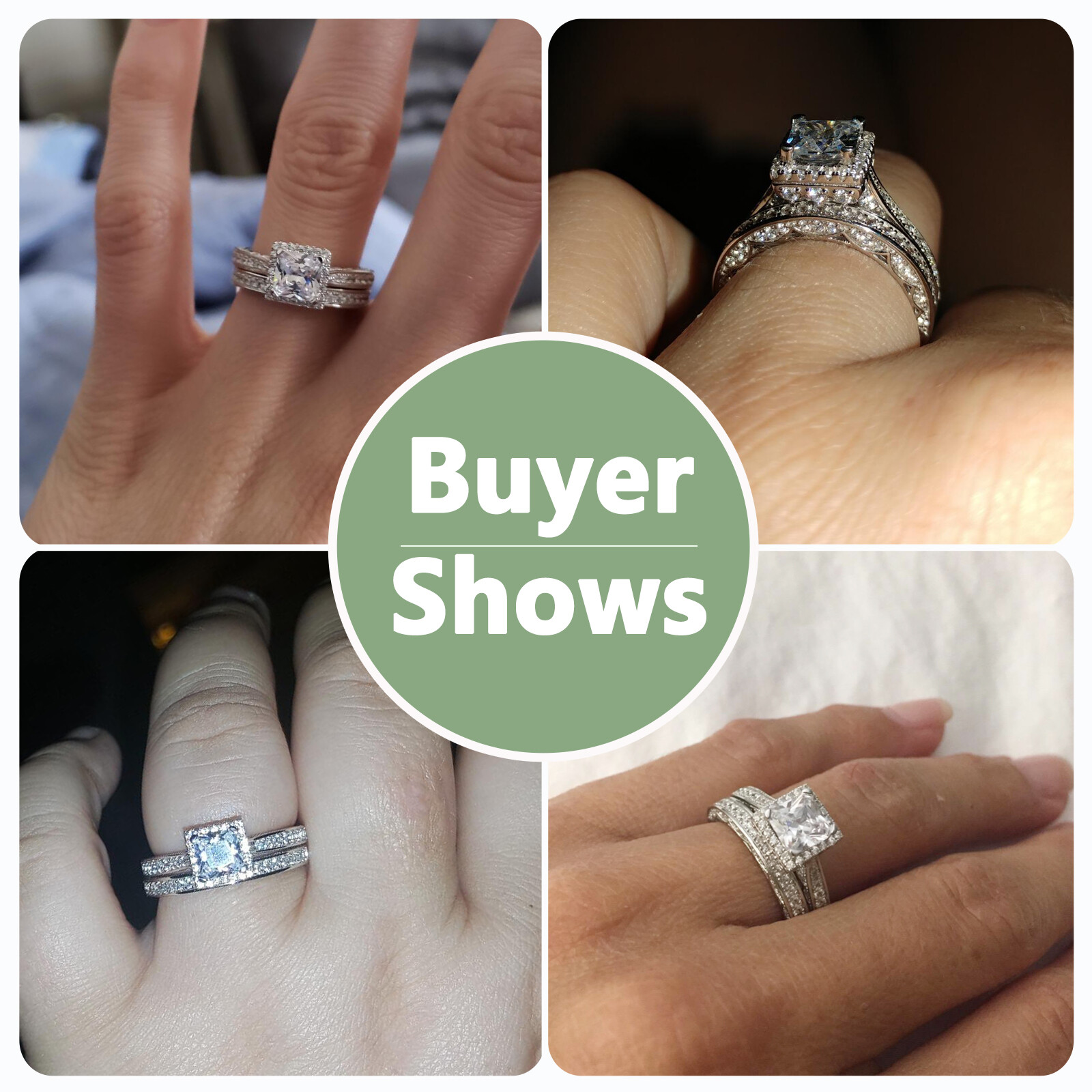 Women 2ct Princess AAAA Cz 925 Sterling Silver Wedding Engagement Ring Set 4-13