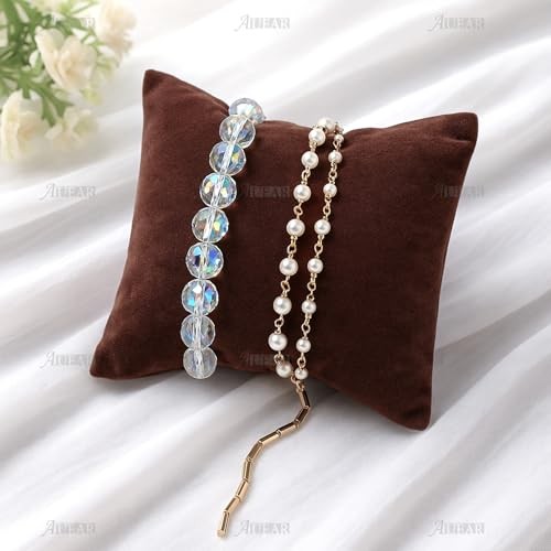 Velvet Watch Pillows Small Jewelry Displays Pillow Bracelet 10 Pack Brown