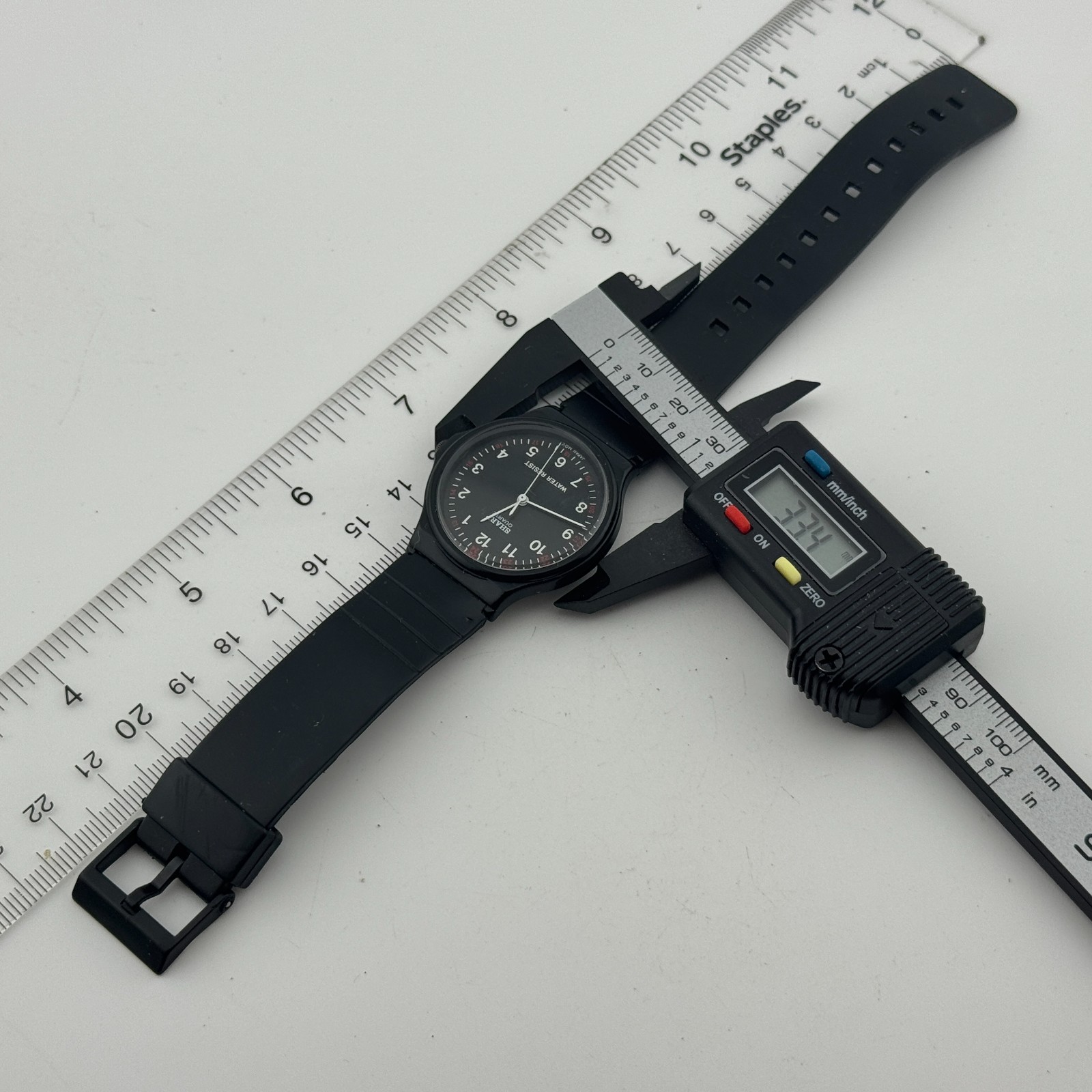 Vintage Sharp Quartz Watch Unisex Black Plastic Military Dial Analog New Battery