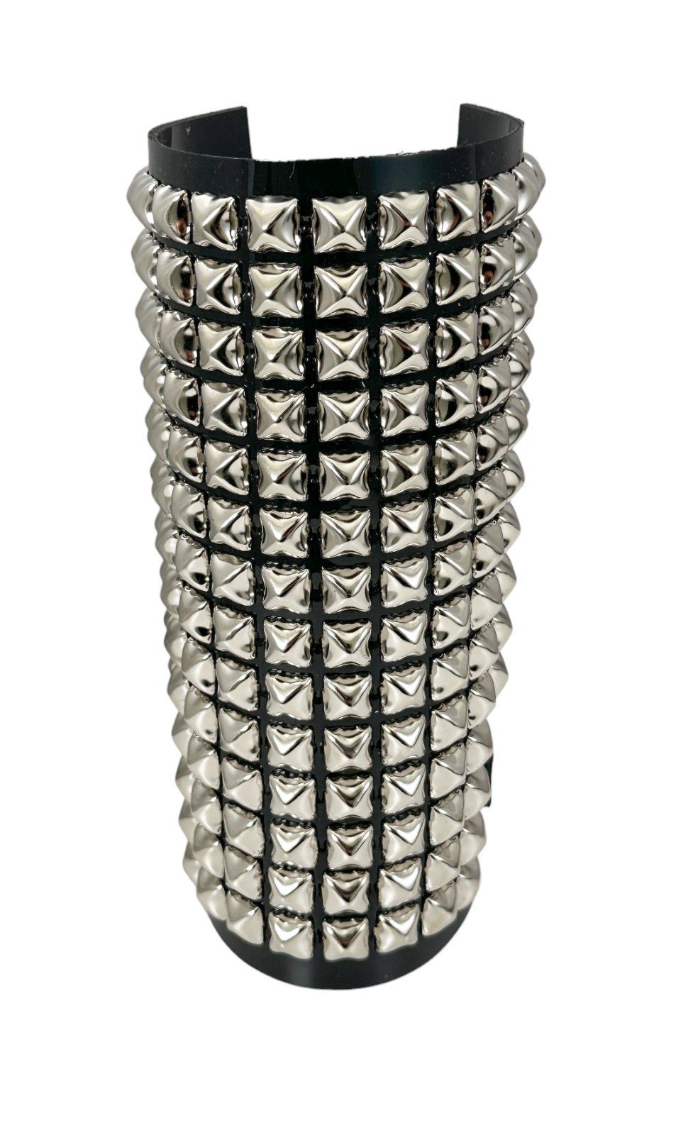 14 ROW PYRAMID STUD GAUNTLET BRACER WITH BUCKLE PVC VINYL PUNK THRASH METAL USA
