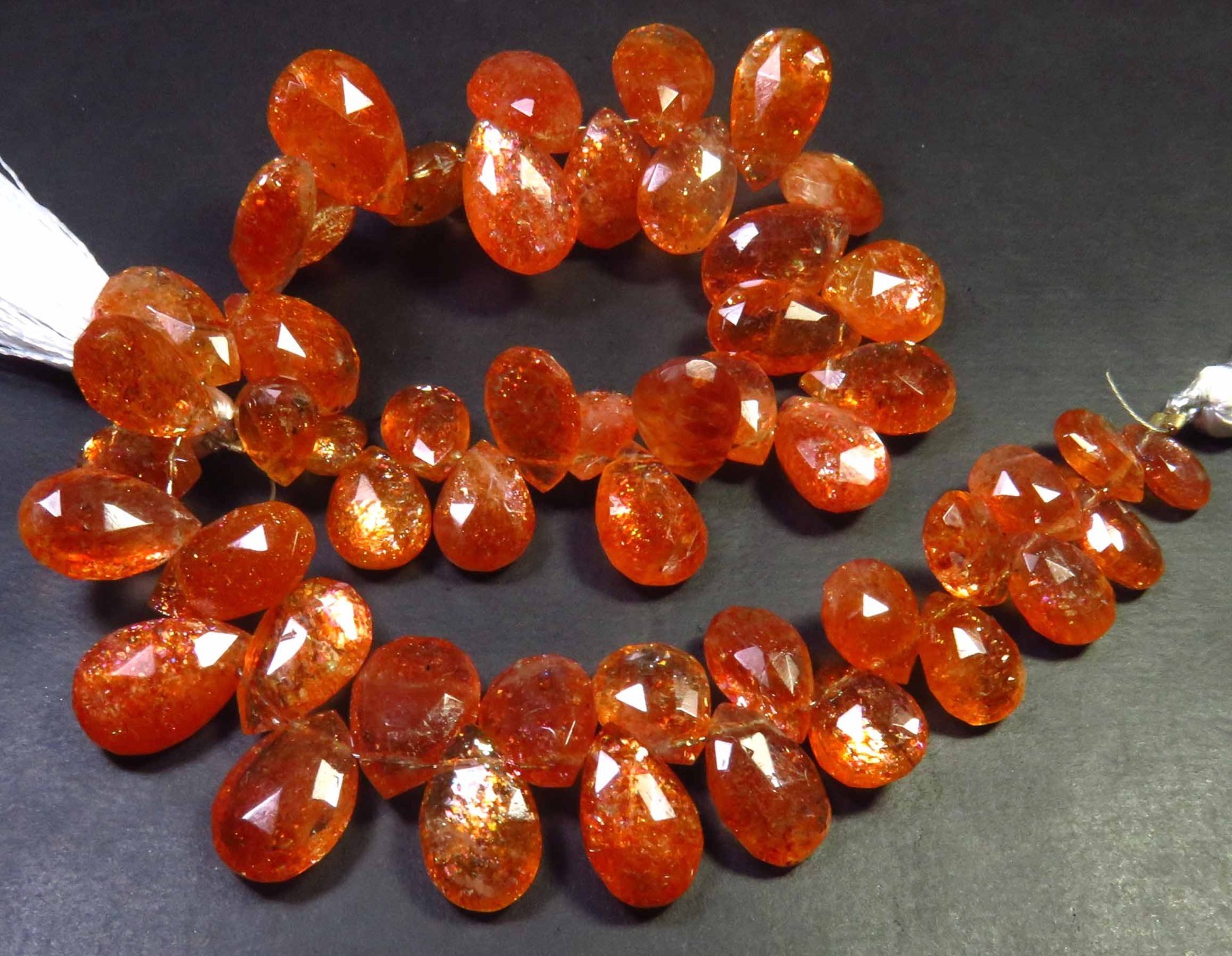 Natural Sparkle Sunstone Gems 8.5″Inch African Pear Faceted Beads 8-15mm GV-4492
