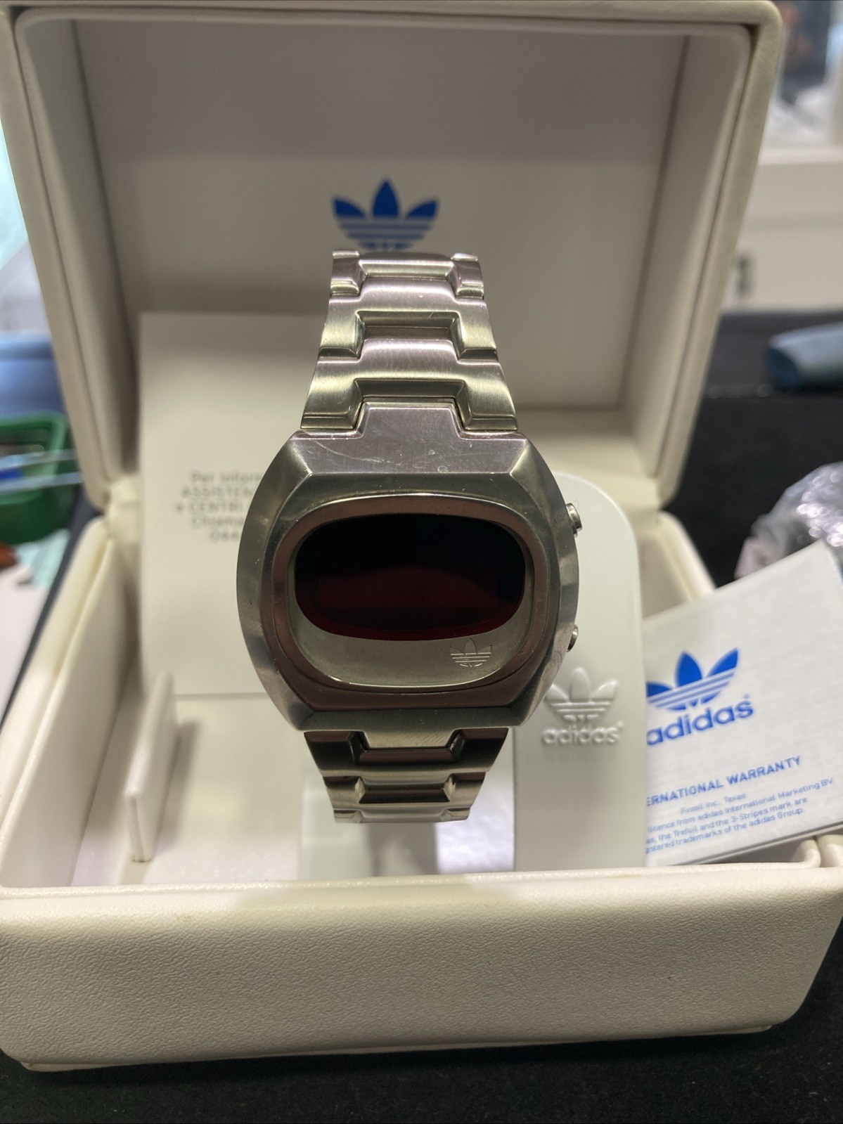 Adidas HSD 601 LED Watch silver steel digital red 70s 80s retro