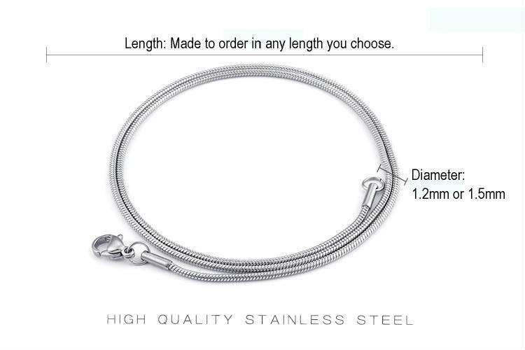 Snake Chain Necklace Pure Stainless Any Long, Short or Custom Size Made to Order
