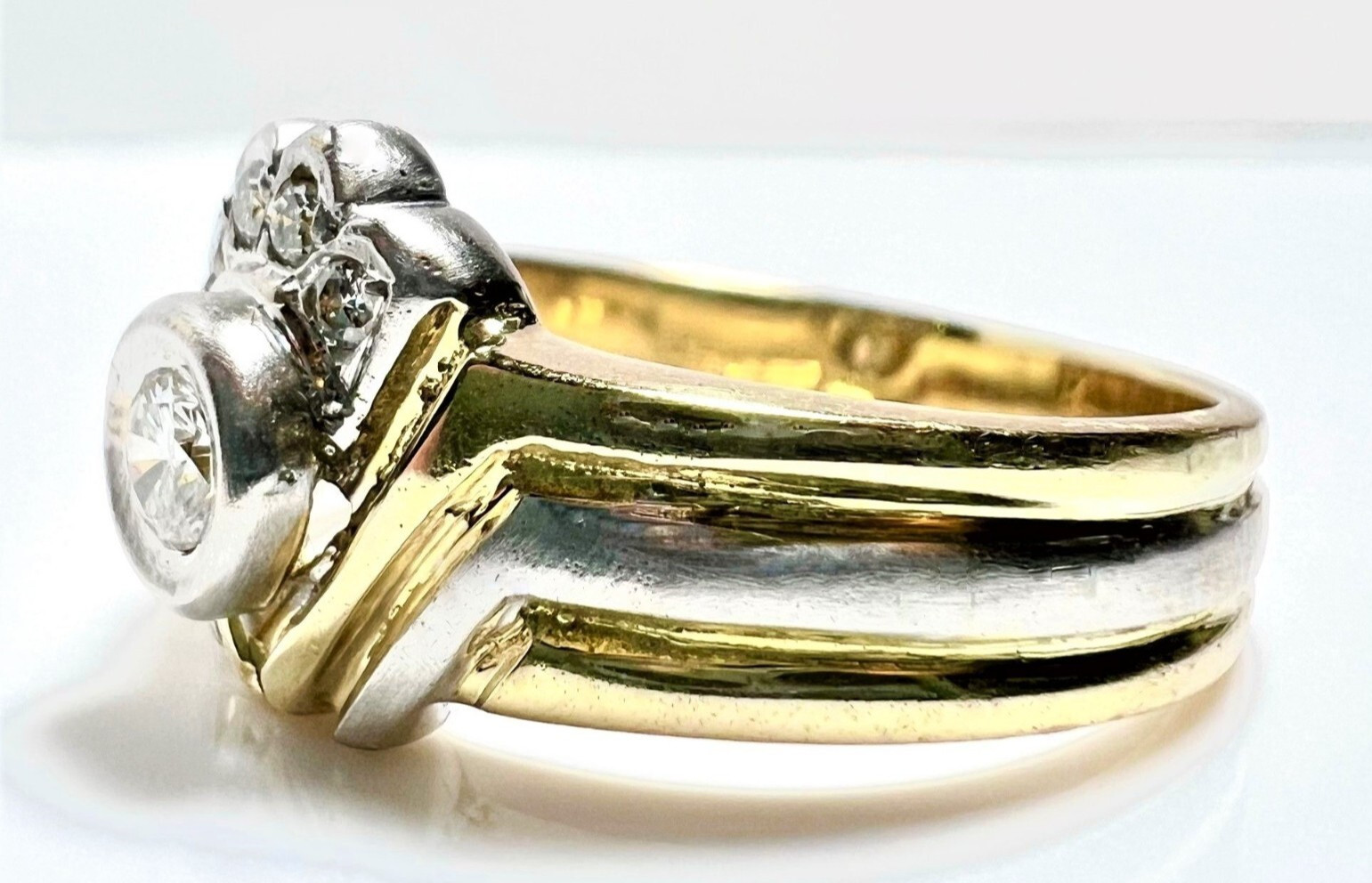 Ring 585 White Gold Gold 0.18 ct. Diamonds Size: 54 / 17.2mm Changeable 4.6g