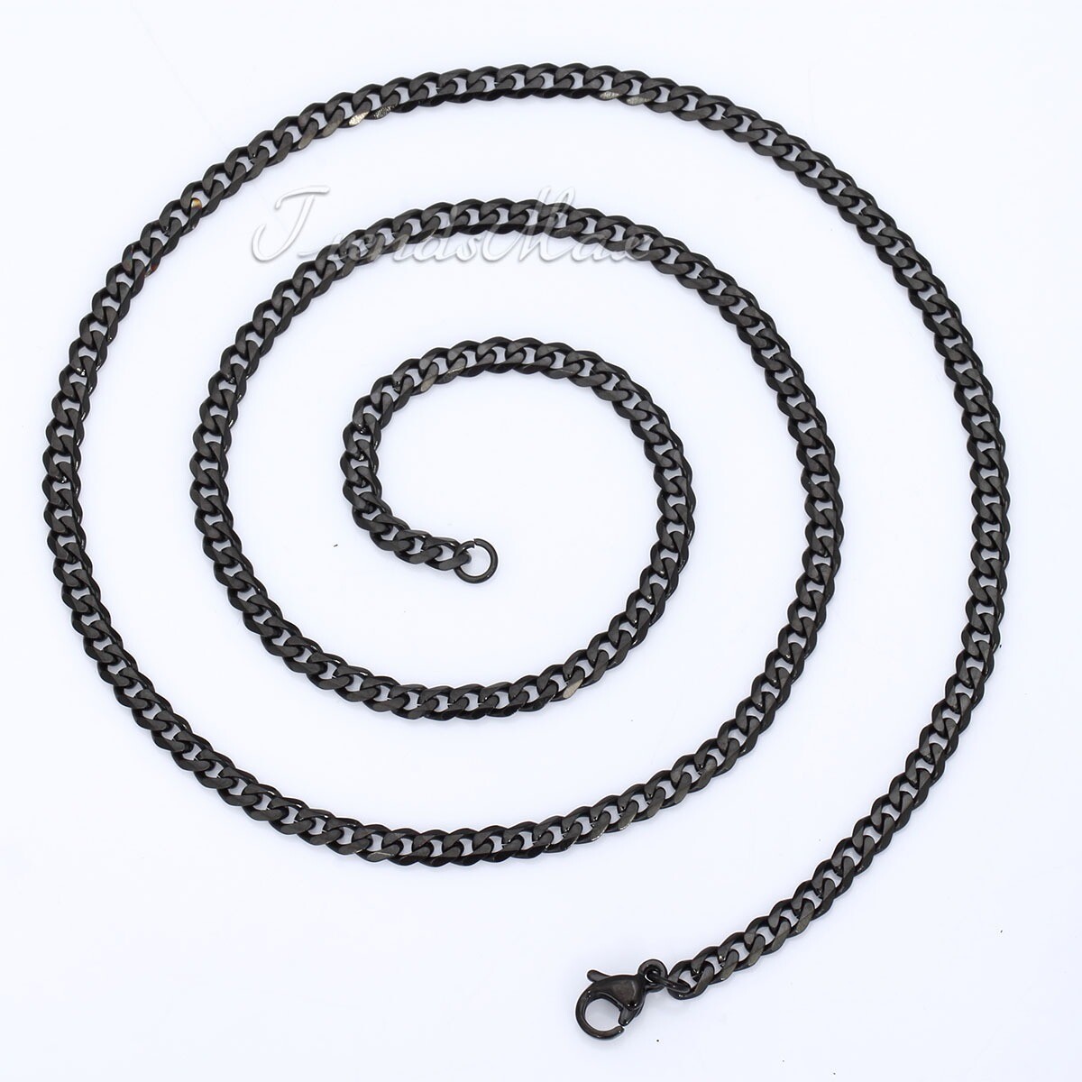 Black Stainless Steel Cuban Curb Chain Necklace Jewelry 86cm Long Link for Mens