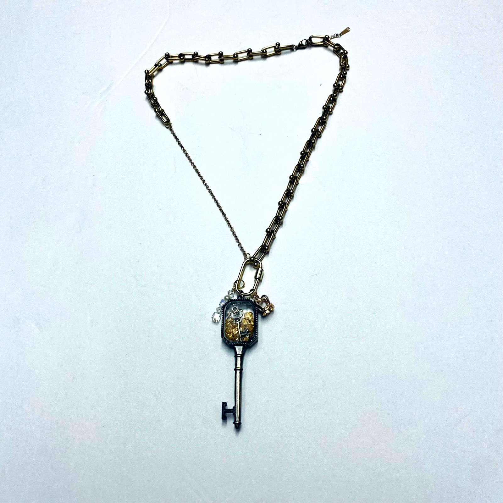 One of a kind key Charm Necklaces for Women Paperclip Chain NECKLACE