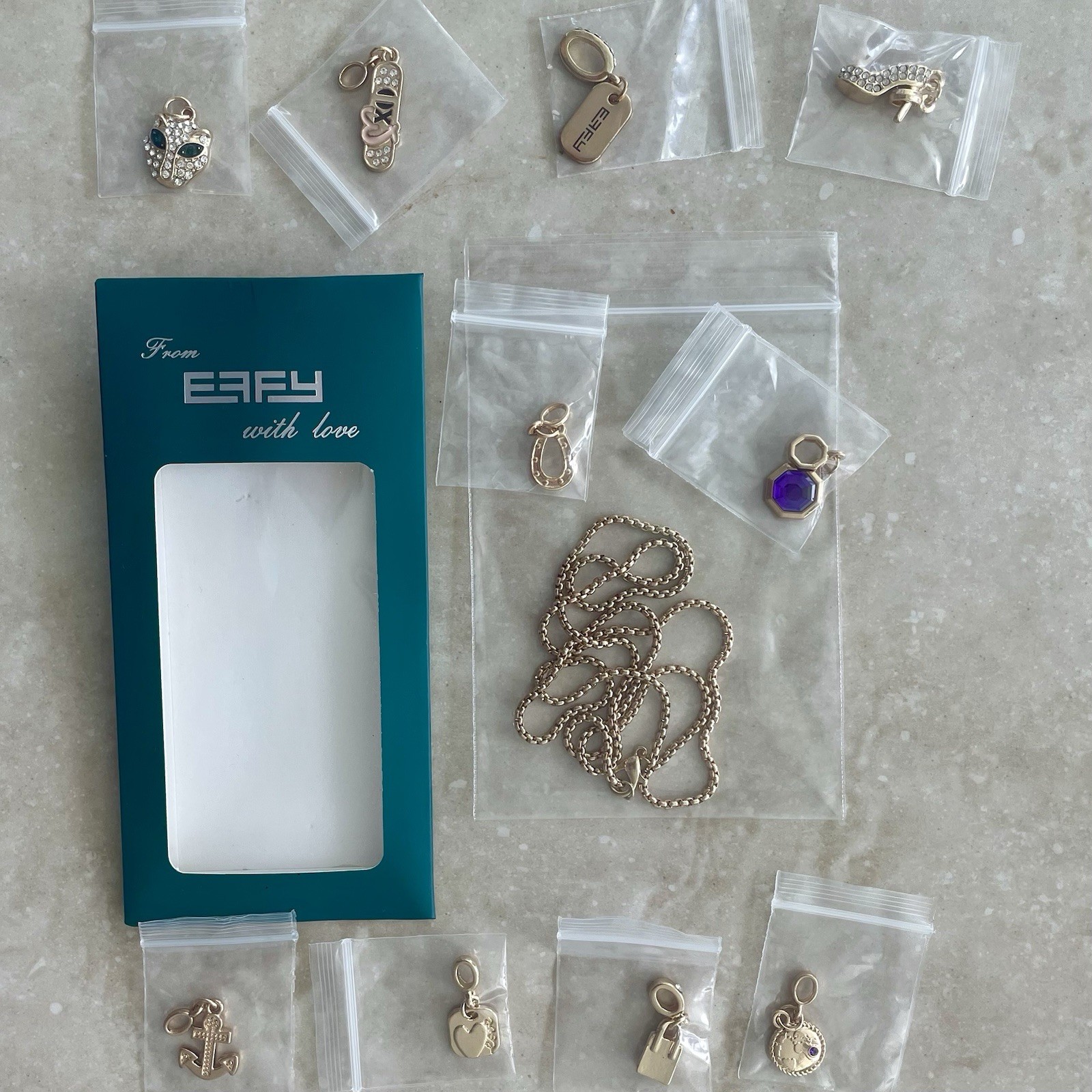 EFFY WITH LOVE AMULET OF ADVENTURE CRUISE NECLACE 24″ & 11 CHARMS PENDANTS NEW