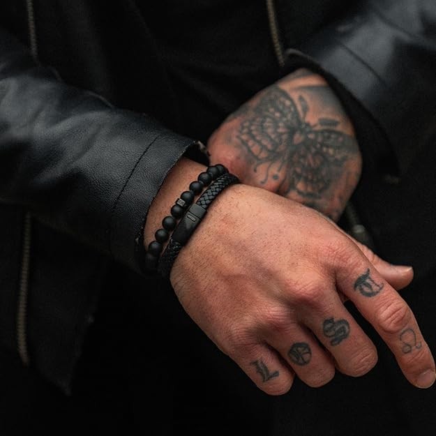 Men’s Black Clasp Braided Leather Bracelet – Small Black Clasp Leather
