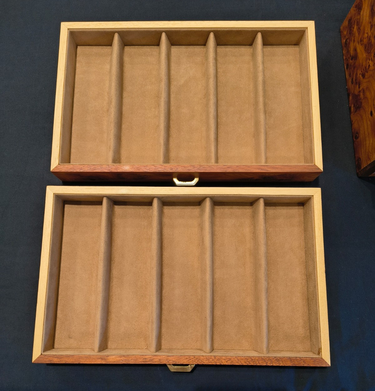 AGRESTI Italian Briarwood Burl-Wood 2 Drawer Premium Watch Box w/ Glass Top