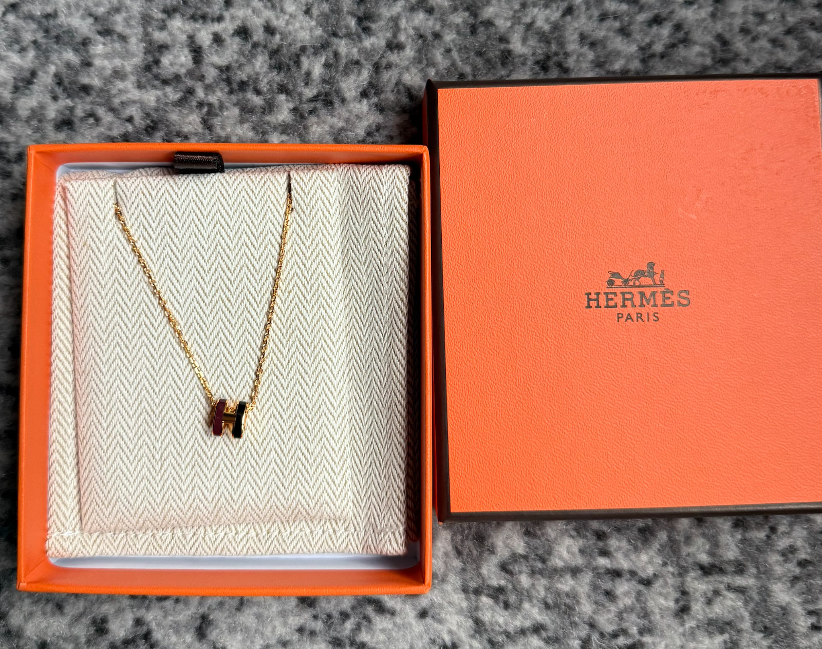 New HERMES Mini Pop H Rocabar Pendant Necklace Galaxie Gold Hardware GHW 2-tone