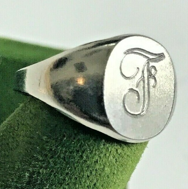 Vintage 10KT Gold Filled Stamped & Engraved Monogram F Ring Size 4 VARGAS Brand