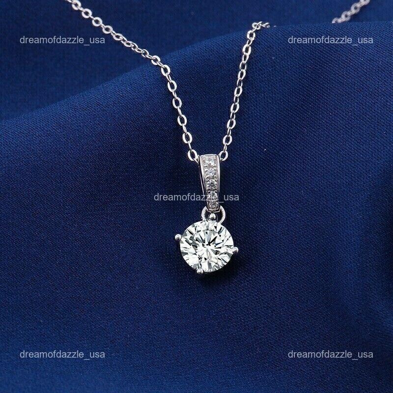 Mothers day Sale 14K White Gold Brilliant Cut Diamond New Chain Necklace Jewelry