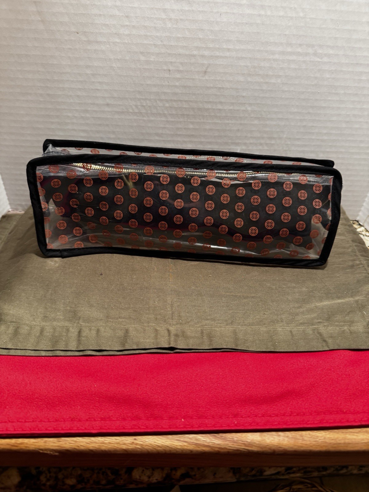 Rustic Cuff Bracelet Travel Case Clear Vinyl Zip Pouch Velvet Pillow