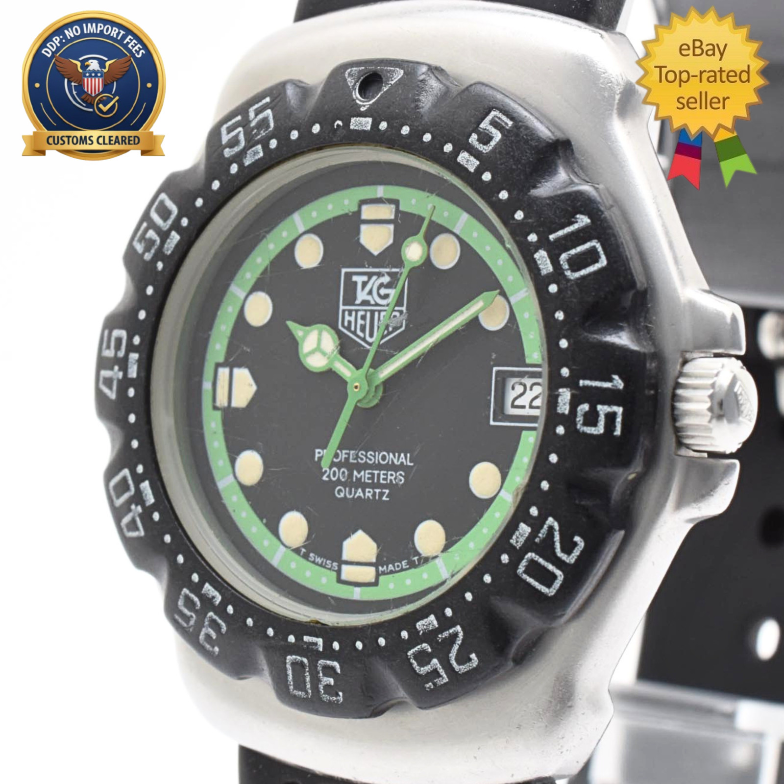 [ Exc+5 ] TAG Heuer 375.513 Formula 1 Professional 200m Black Green Men’s Quartz