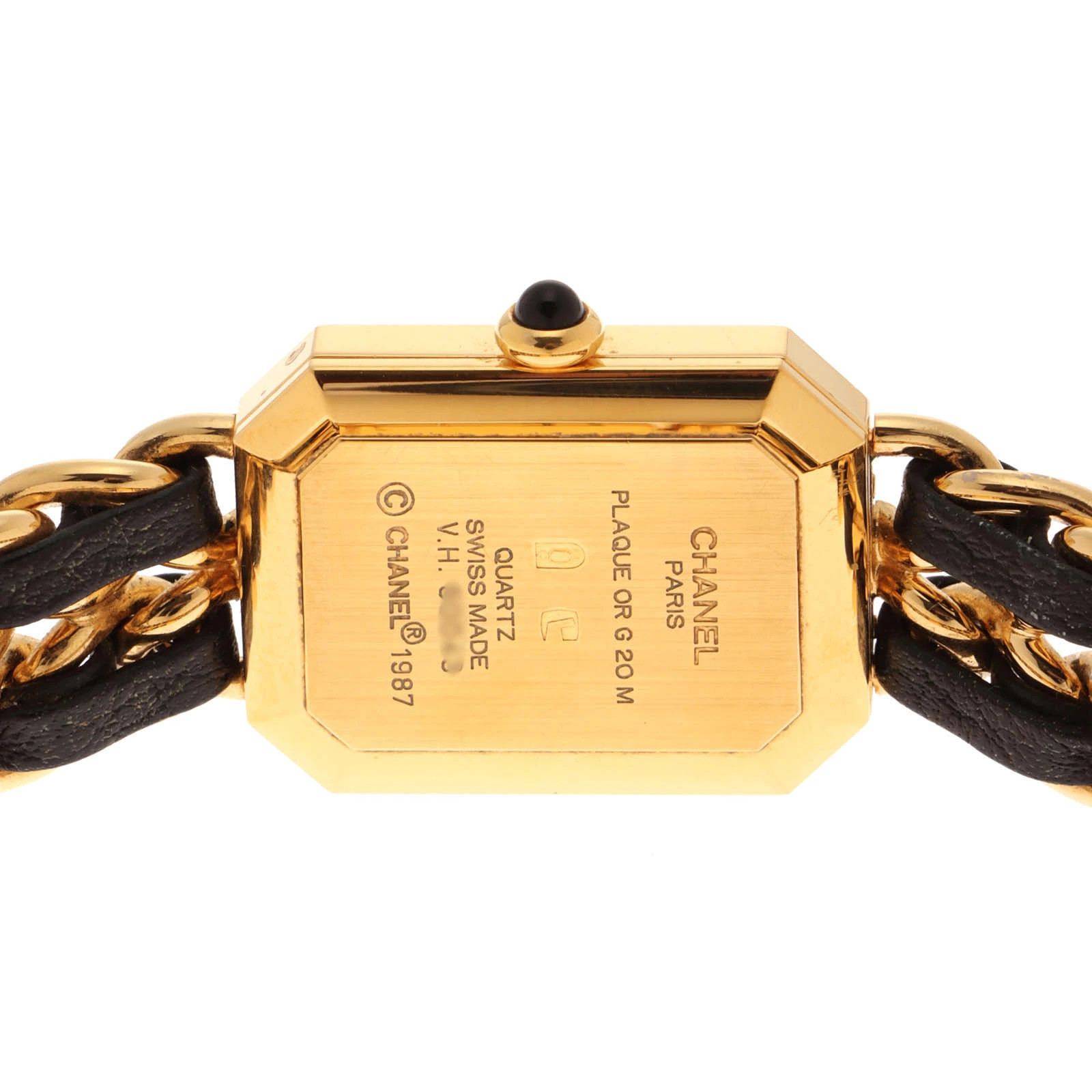 Chanel Première L H0001 Leather / Stainless Steel 20mm Black Dial Quartz #DW2721