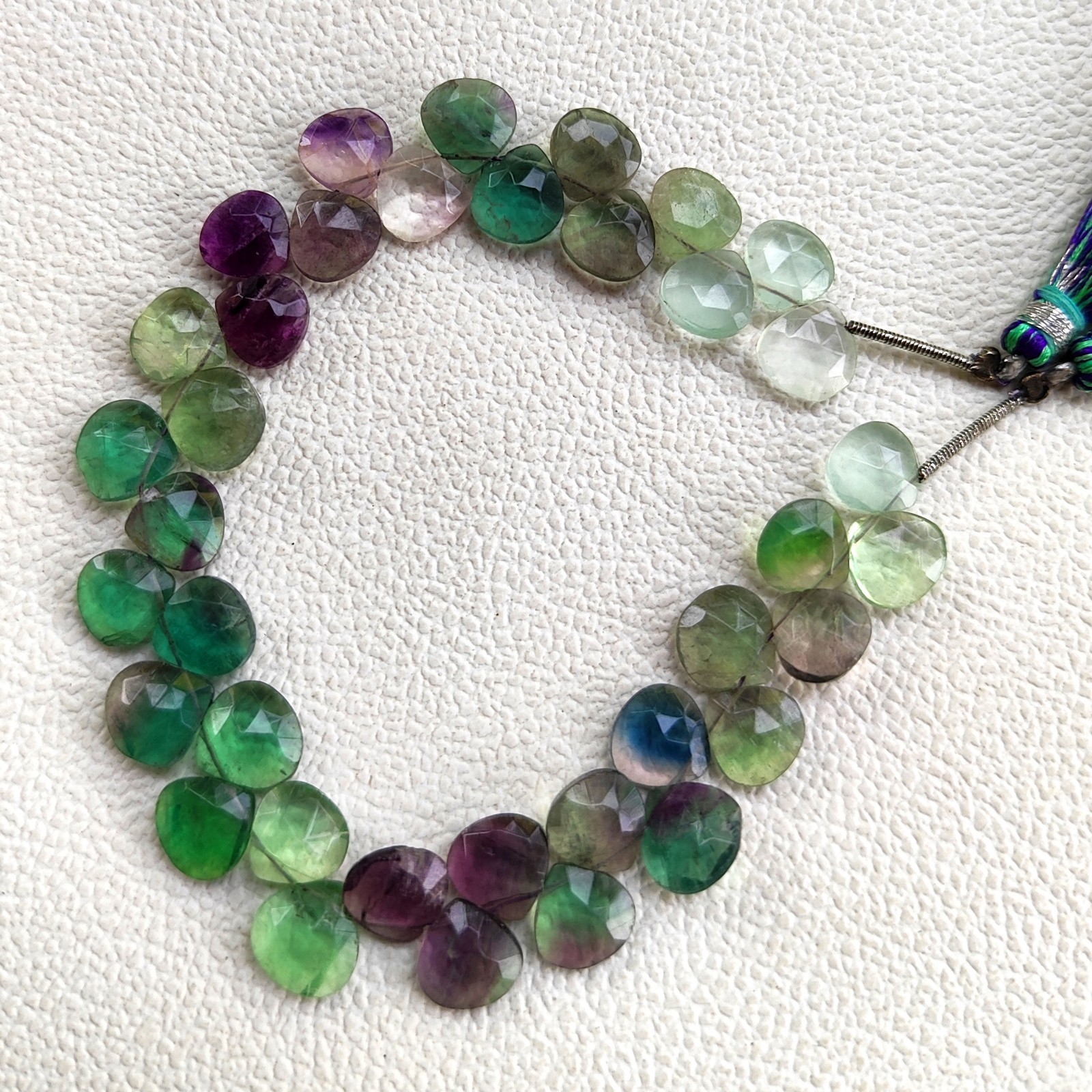 Natural Fluorite 9mm Faceted Heart Beads 8″ Strand Brazil Gemstone Jewelry